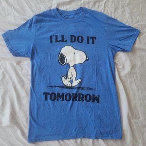 Peanuts: Blue Snoopy T-shirt "I'll Do It Tomorrow"